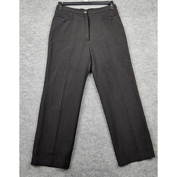 Unbranded Pants - Vintage Pinstripe High Waisted Trousers Black Red Bow Accent Straight Leg XL